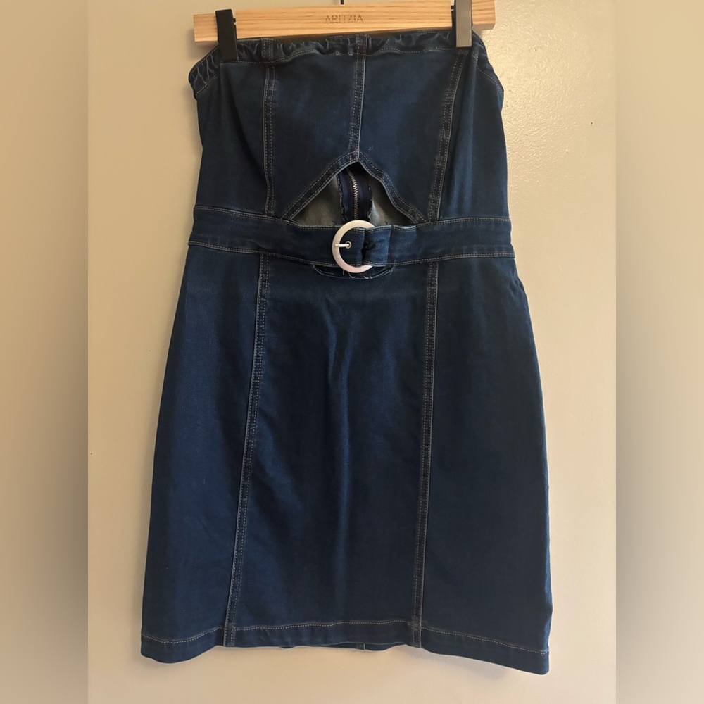 Free People Navy Denim Mini Dress with Belt
